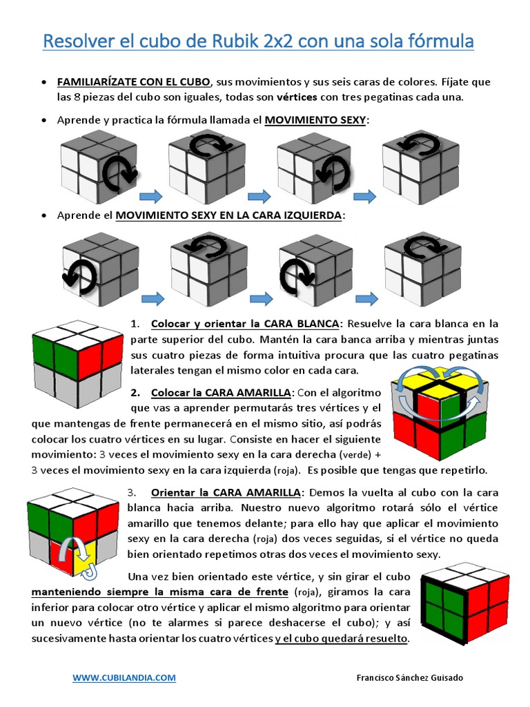 Hacer Cubo De Rubik 2x2 Resolver El Cubo de Rubik 2x2 Con Una Sola Formula | PDF