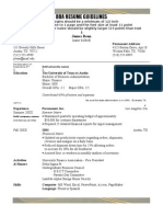 BBA Sample Resume With Directions