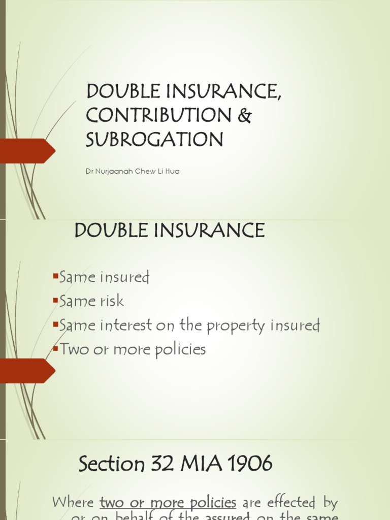 Subrogation, Abandonment And Double Insurance – OOOZ