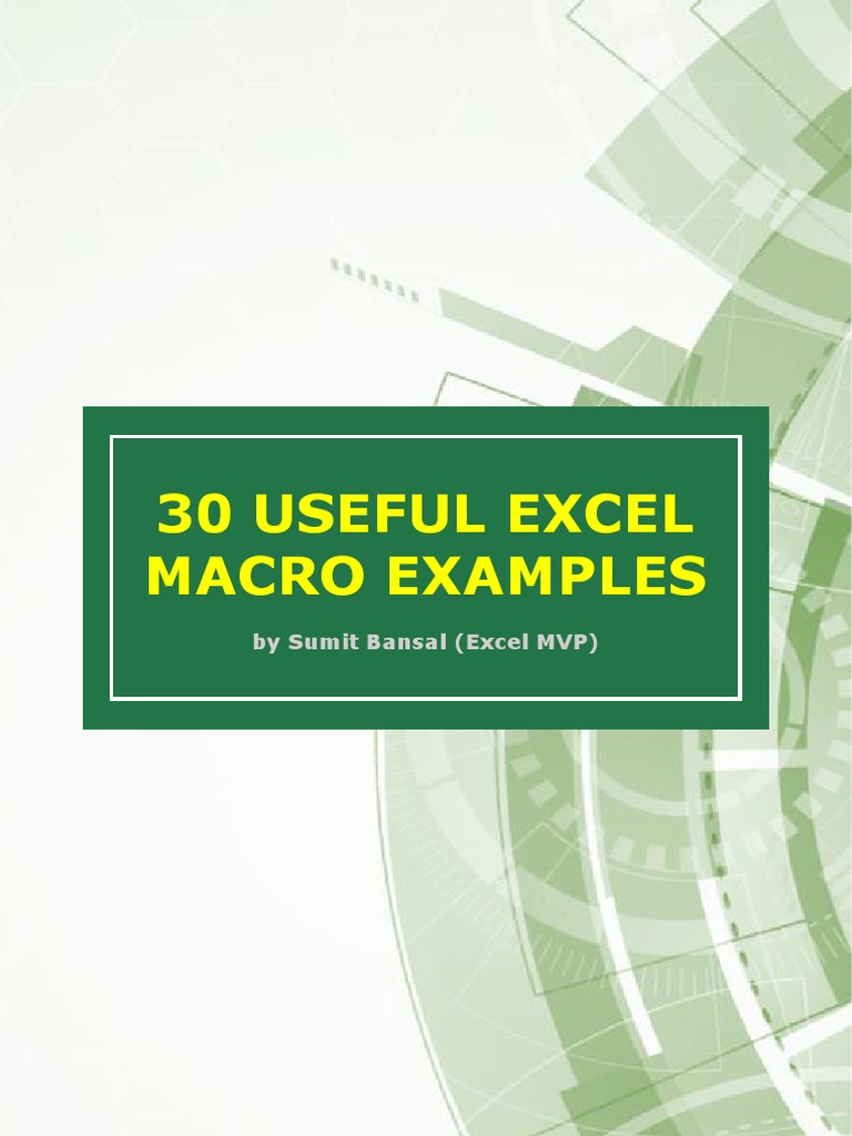 30 Useful Excel Macro Examples | PDF | Microsoft Excel | Areas Of ...