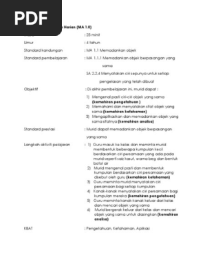 Ma 1 1 1 Memadankan Objek Berpasangan Yang Sama Pdf