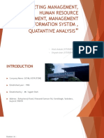 "Marketing Management, Human Resource Management, Management Information System, Quatantive Analysis