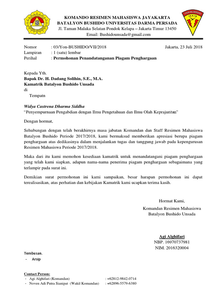 03 23 Juli 2018 Permohonan Penandatanganan Piagam Penghargaan Pdf