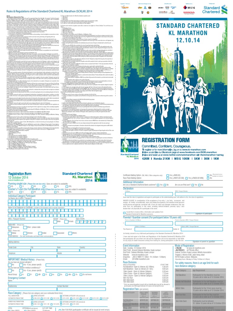 Rules and Regulations for Participation in the Standard Chartered KL