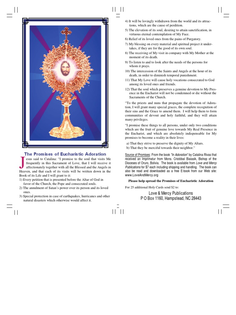 The Promises of Eucharistic Adoration Love & Mercy Publications P O