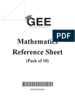 Mathematics Reference Sheet (Pack of 10