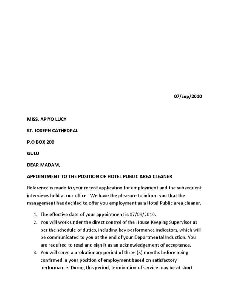Appointment Letter PDF