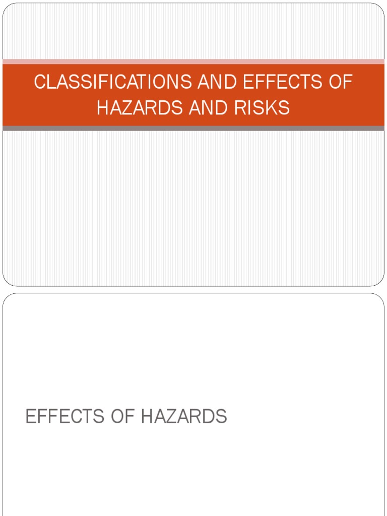 Classifications and Effects of Hazards and Risks PDF Personal