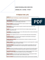 Fitness For Life: English For Health Sciences Vocabulary For Activity 1 Unit 3