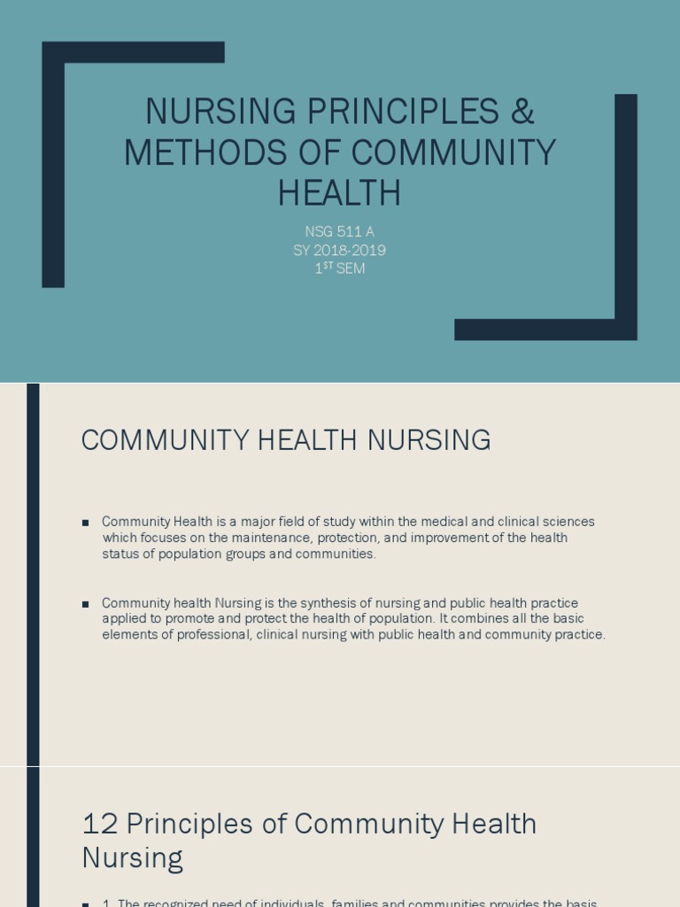 Principles of Community Health Nursing | PDF | Nursing | Community