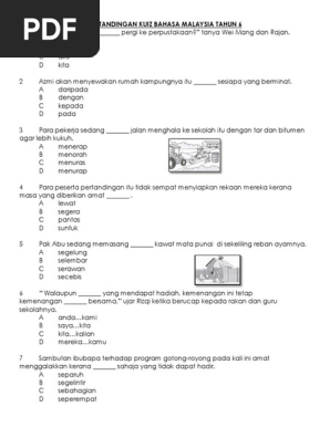 Pertandingan Kuiz Bahasa Malaysia Tahun 6 Pdf