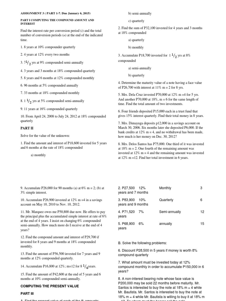 Compound Interest Calculation Assignment | PDF | Present Value | Interest