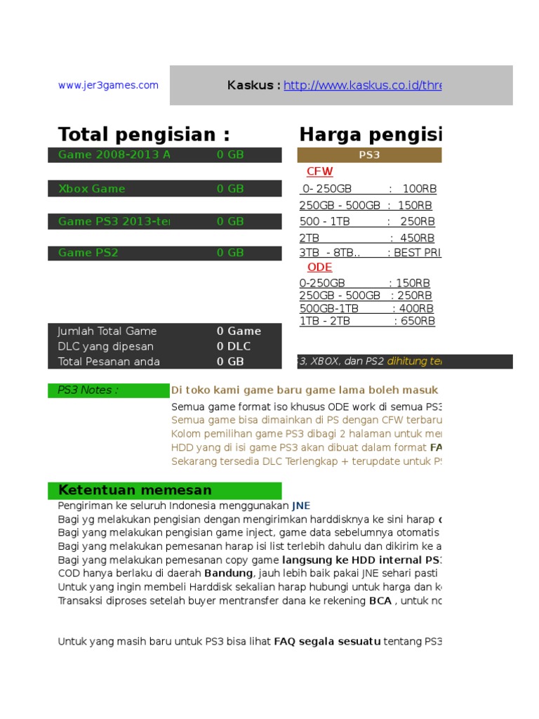 List Game Ps3 Ps4 Xbox Jer3games 18 Paling Update Pdf