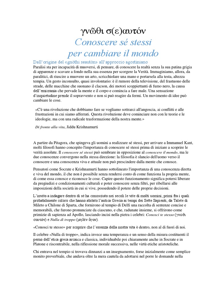 Conosci Te Stesso PDF