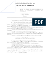 LEI #1.079, DE 10 DE ABRIL DE 1950.: Legislação Citada Anexada Pela Coordenação de Estudos Legislativos - Cedi