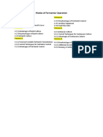 Modes of Fermenter Operation