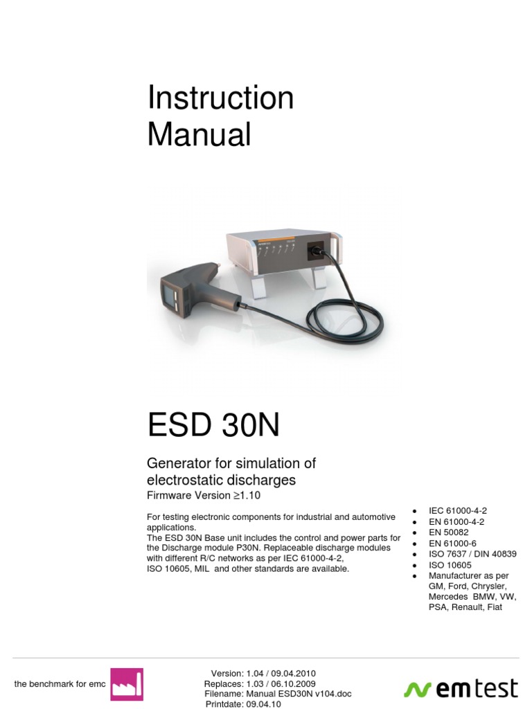 User Manual ESD30N | PDF | Electrical Connector | Electrostatic Discharge