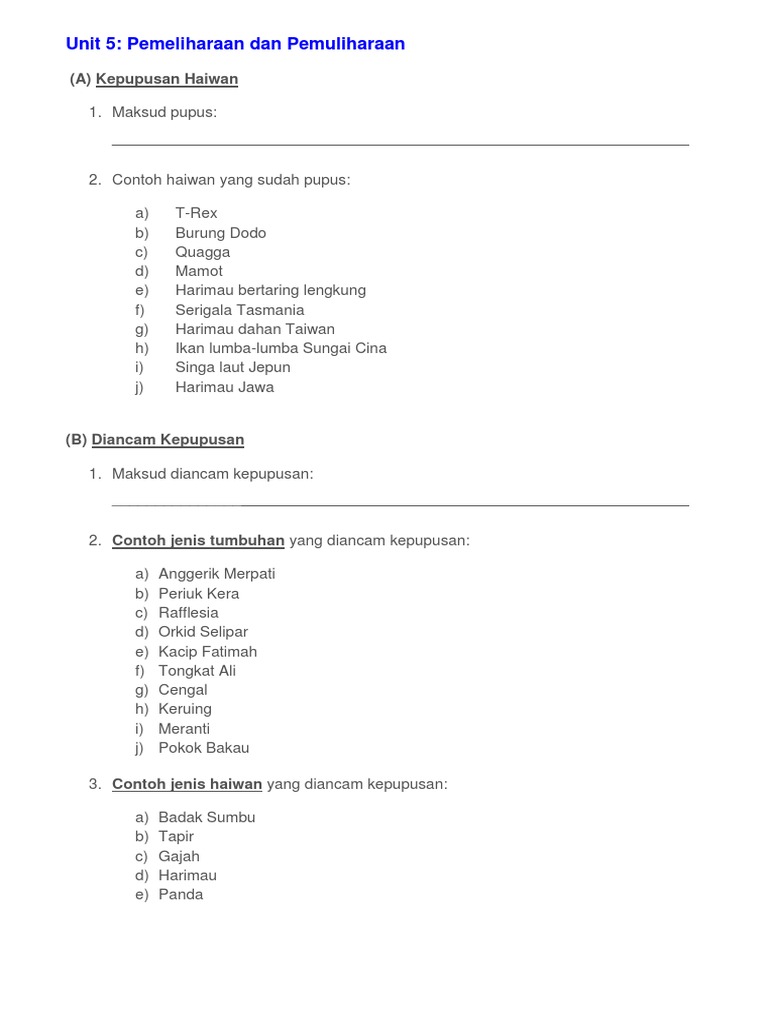 Latihan Sains Tahun 6 Unit 5 Pdf