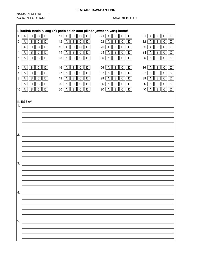 Contoh Lembar Jawaban
