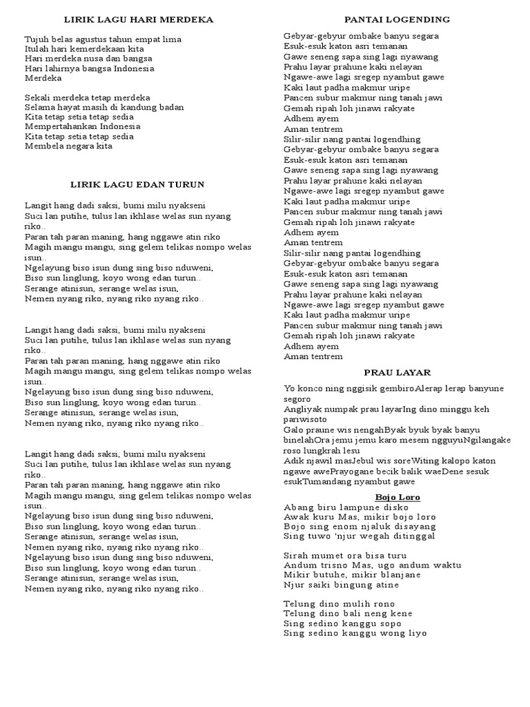 Lirik Lagu Di Pantai Merdeka