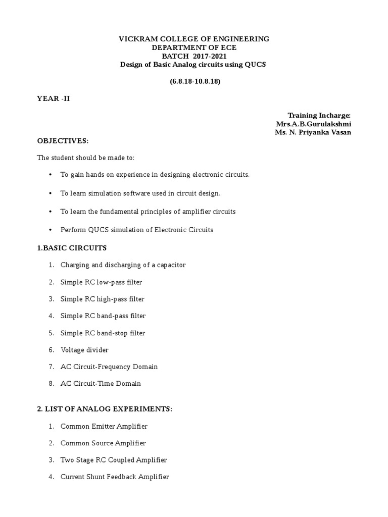 QUCS Training for Analog Circuit Design | PDF