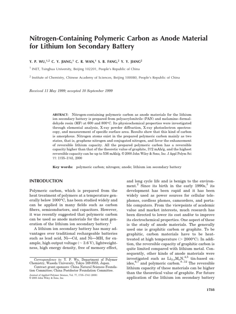 Anode Material For Lithium Bateries | PDF | Lithium Ion Battery | Carbon