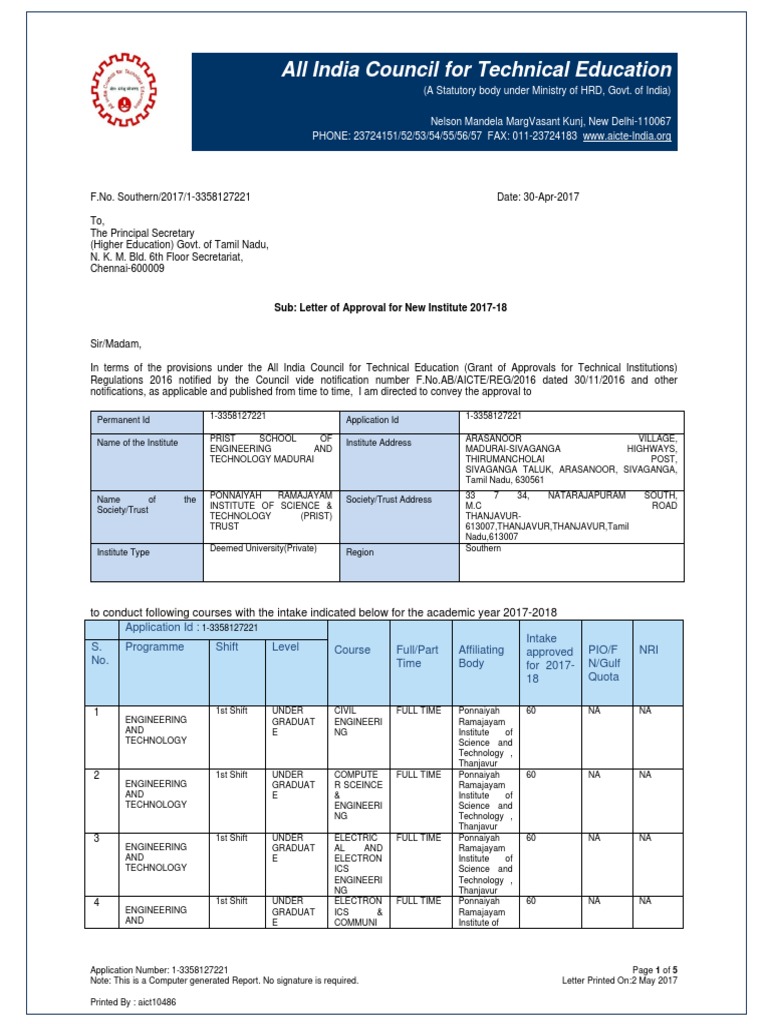 All India Council For Technical Education (A Statutory Body Under