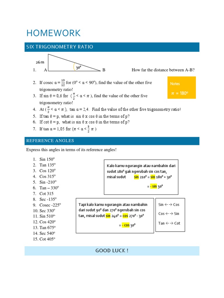 Trigonometry Ratios and Reference Angles | PDF | Teaching Methods ...