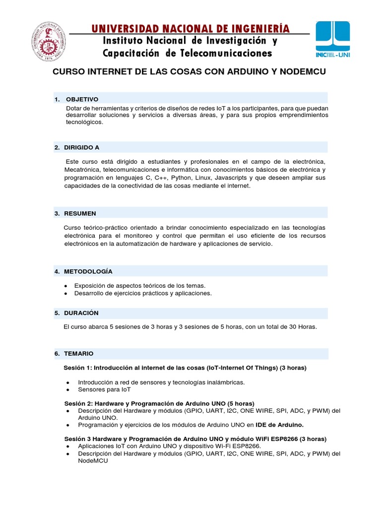 Curso IoT con Arduino y NodeMCU | PDF | Internet de las Cosas | Arduino