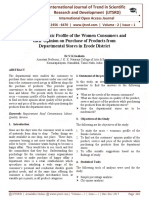 Socio - Economic Profile of The Women Consumers and Their Opinion On Purchase of Products From Departmental Stores in Erode District