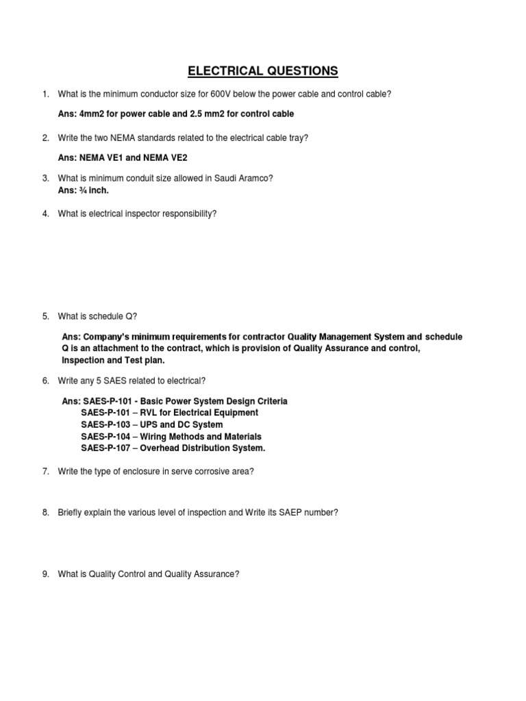 Electrical Questions Power Engineering Equipment Free 30day Trial Scribd