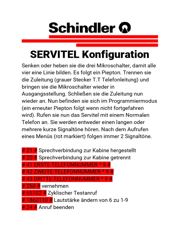 Servitel Konfiguration | PDF
