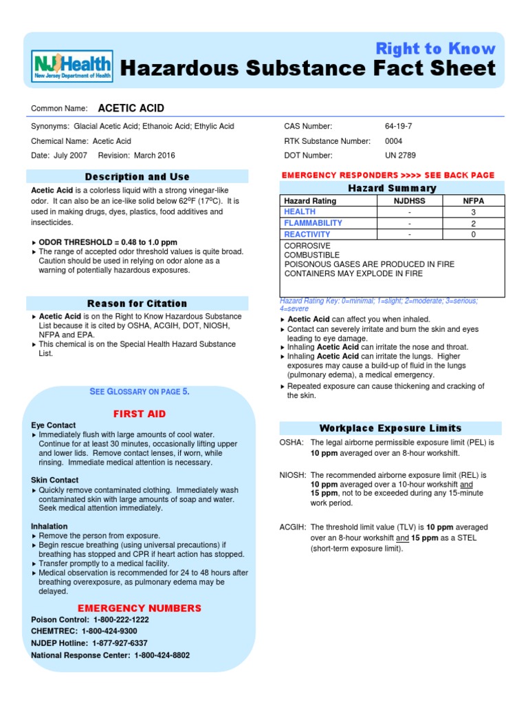 Hazardous Substance Fact Sheet Right To Know PDF Personal