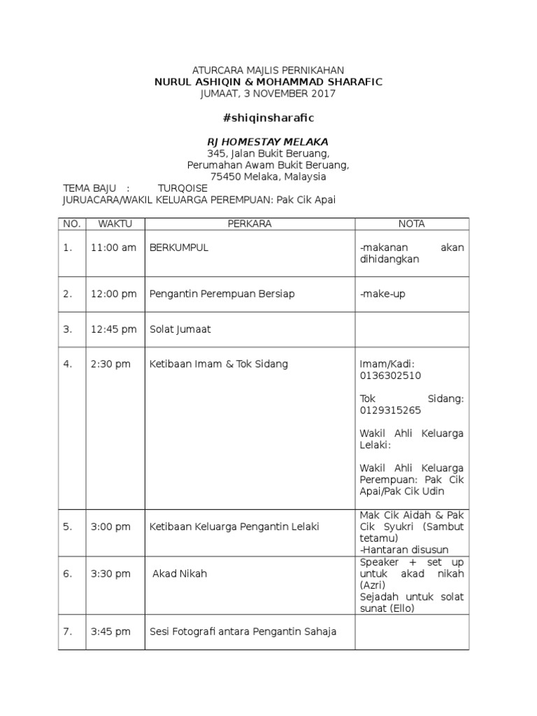 Aturcara Majlis Pernikahan Pdf
