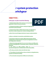 Power System Protection and Switchgear: Objectives