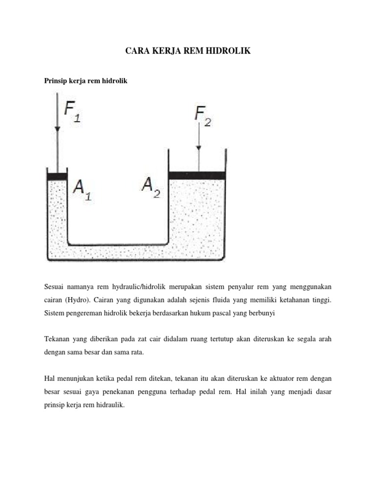 Cara Kerja Rem Hidrolik Cara Kerja Rem Hidrolik