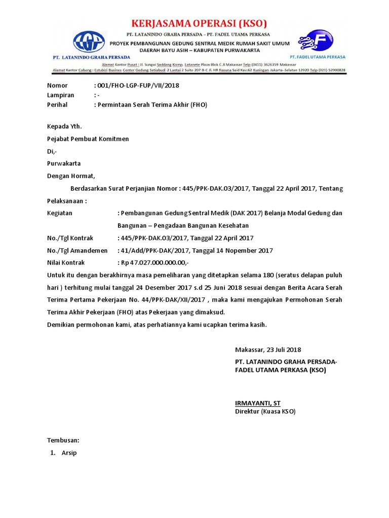 Contoh Surat Permohonan Lanjutan Masa Kontraktor