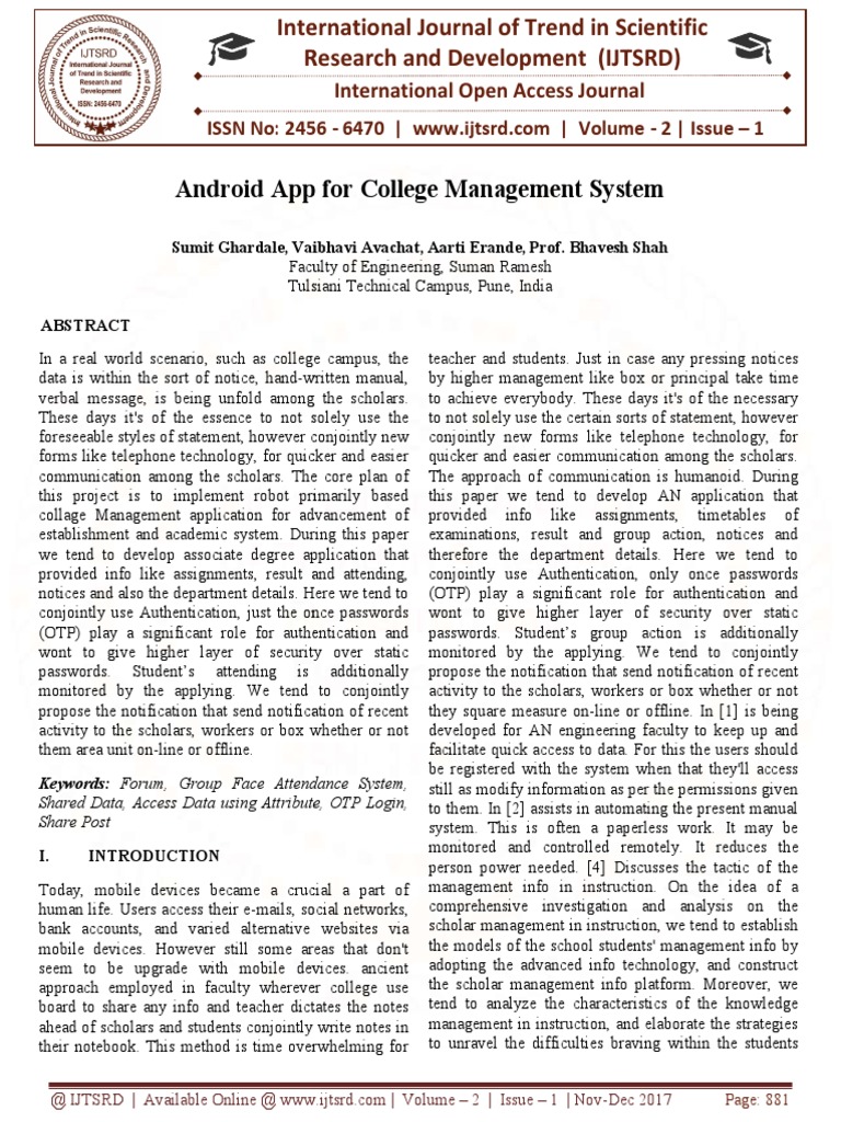 Android App For College Management System | PDF | Internet | Areas Of ...