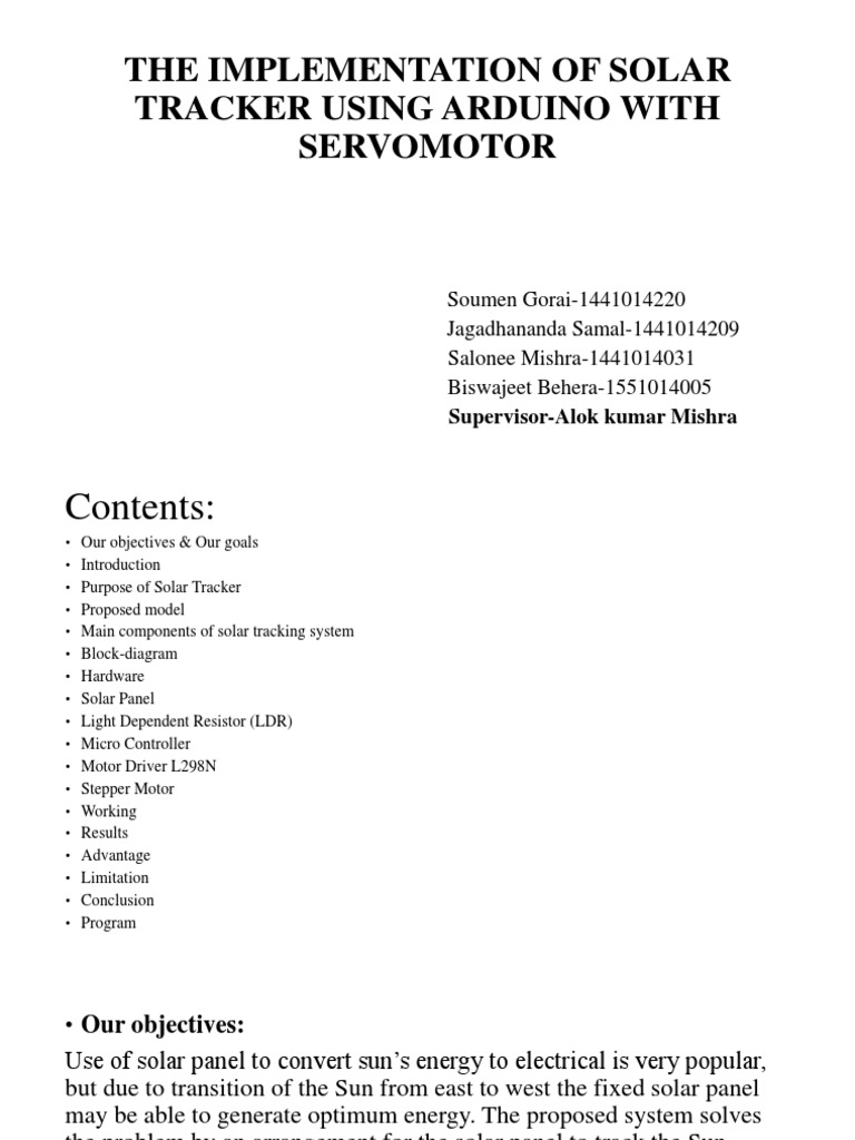 The Implementation of Solar Tracker Using Arduino With Servomotor ...