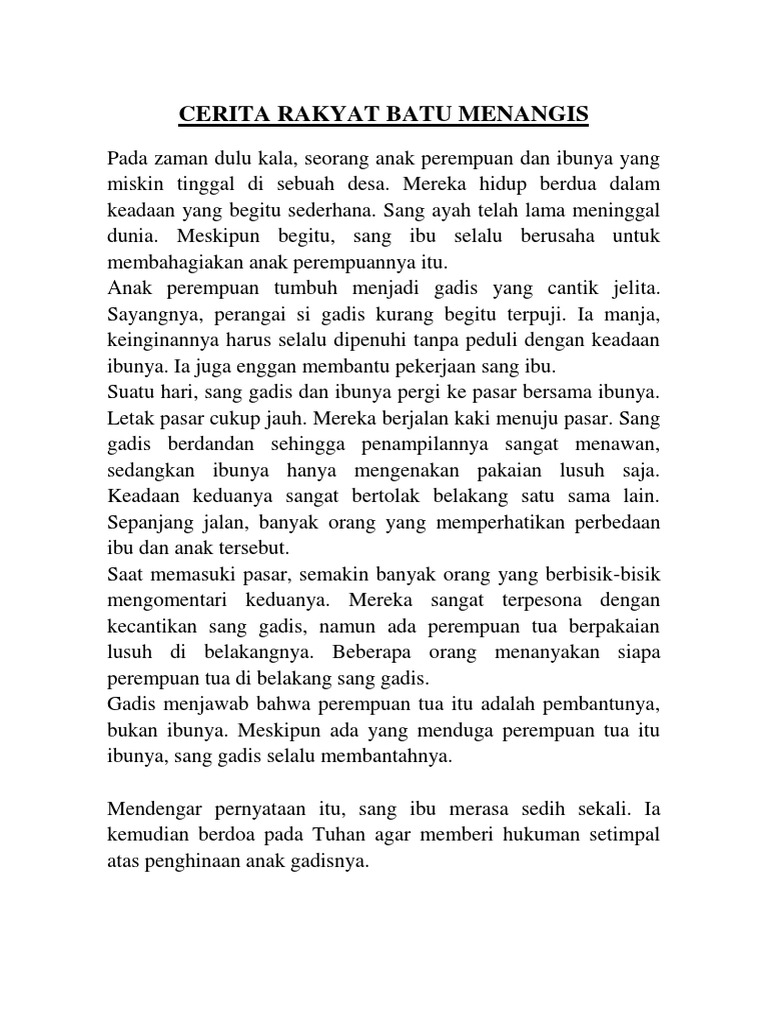 Cerita Rakyat Batu Menangis