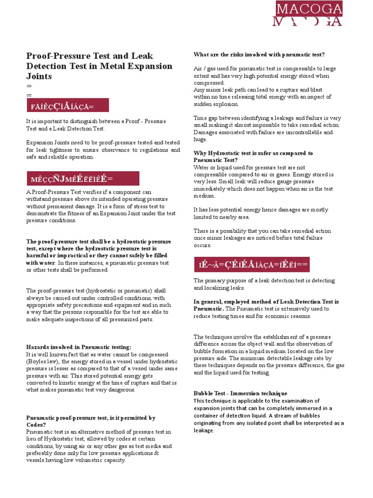 Proof Pressure Test Leak Detection Test | PDF | Leak | Nondestructive ...