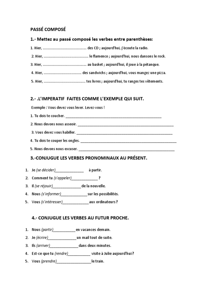 Passe Compose Boissons Nourritures