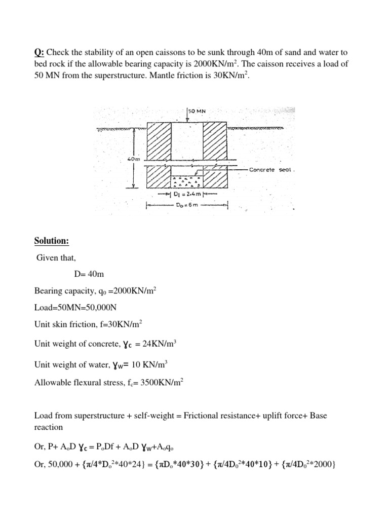 Caisson Stability Analysis for 40m Depth | PDF | Technology & Engineering