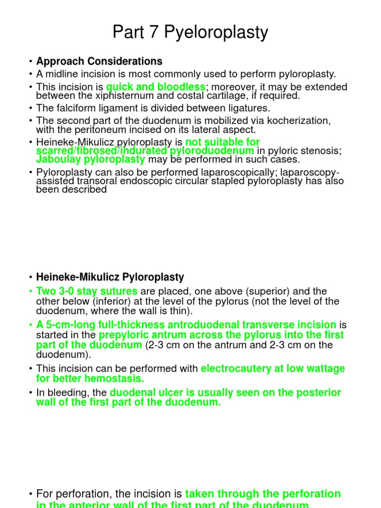 Heineke-Mikulicz Pyloroplasty Overview | PDF | Stomach | Organ (Anatomy)