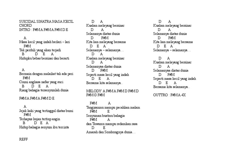 Suicidal Sinatra Masa Kecil Chord