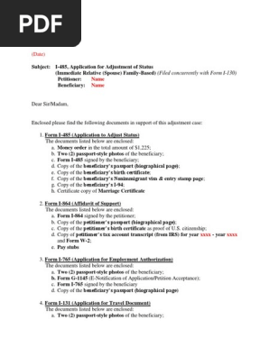 SAMPLE I 485 Cover Letter | PDF