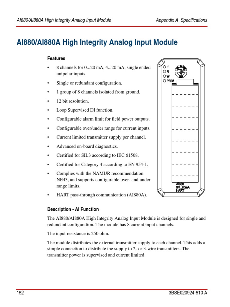 AI880/AI880A High Integrity Analog Input Module: Features | PDF ...