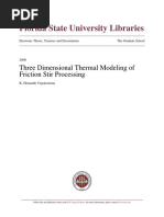 Florida State University Libraries: Three Dimensional Thermal Modeling of Friction Stir Processing