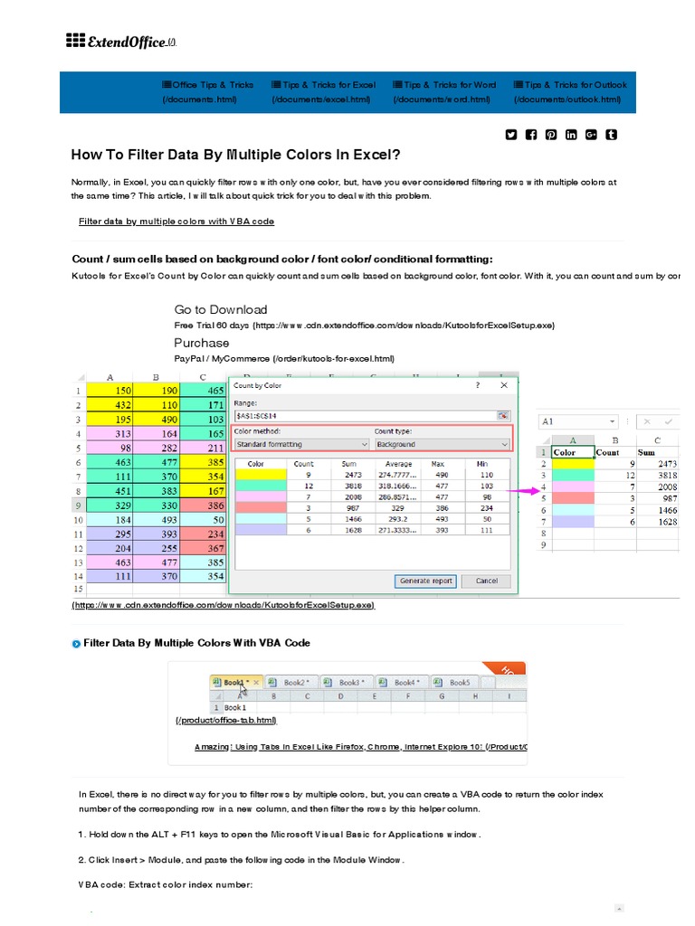 How To Filter Data By Multiple Colors In Excel