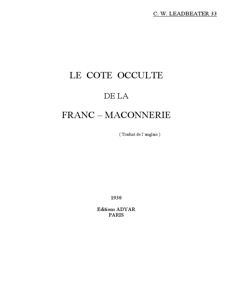 Le Cote Occulte de La Francmaconnerie Charles Leadbeater | PDF